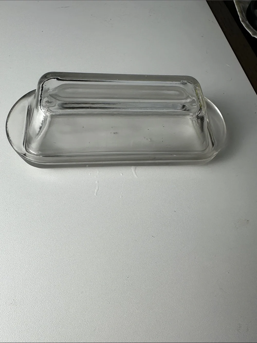 Clear Glass Butter Dish with Lid - Home Kitchen vintage